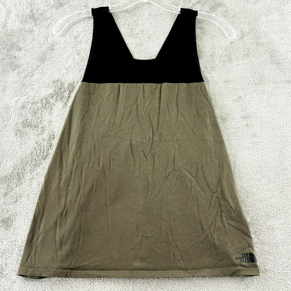 North Face Racerback Tank Top Womens S Olive Black Sleeveless Tee Elastic Straps